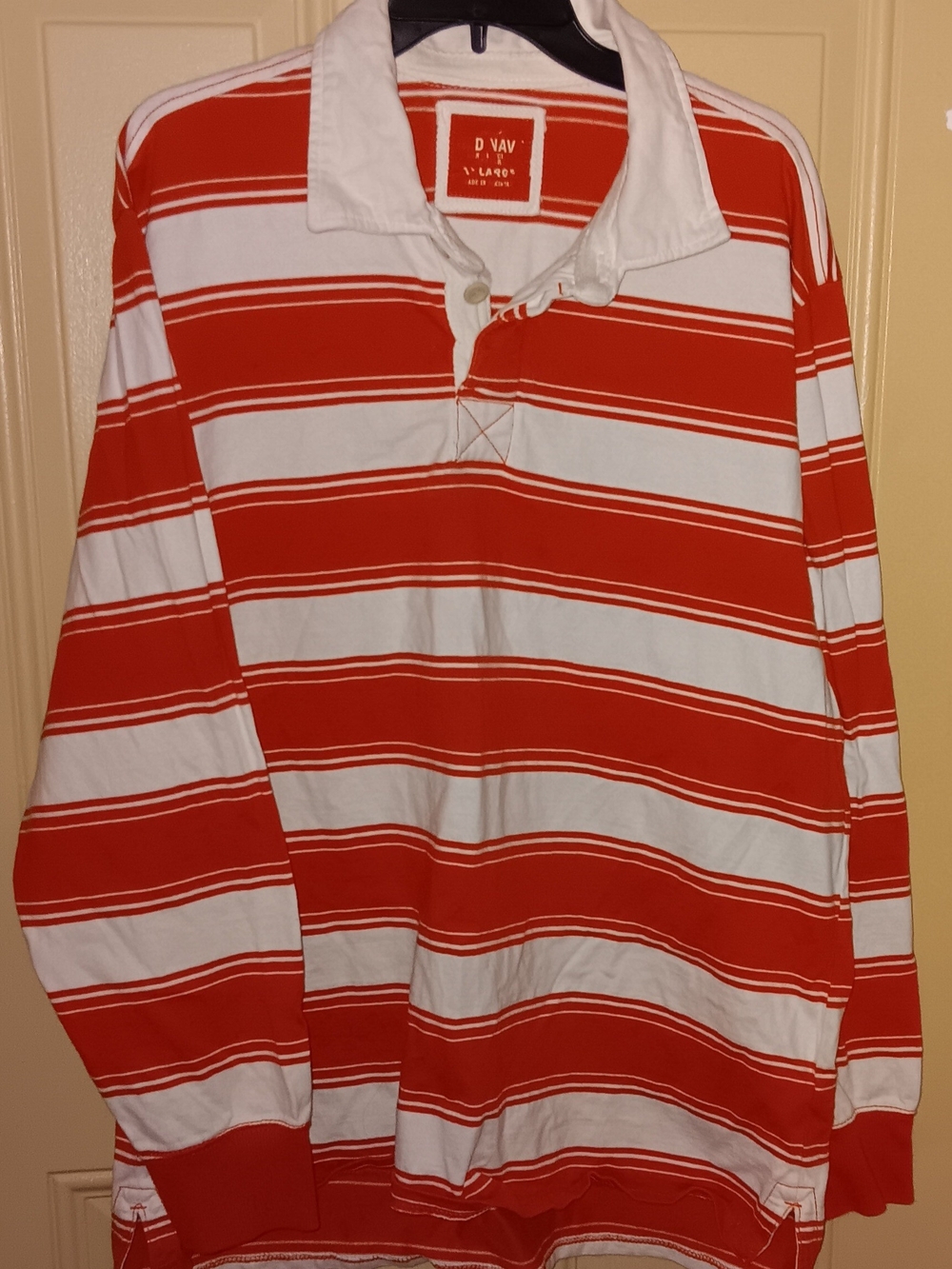 Old Navy Orange and White Striped Rugby Shirt